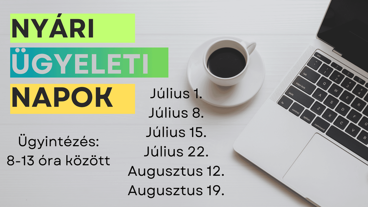 Nyári ügyeleti napok 2026